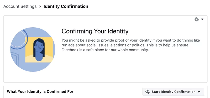 Confirm Identity for your Facebook Personal Page