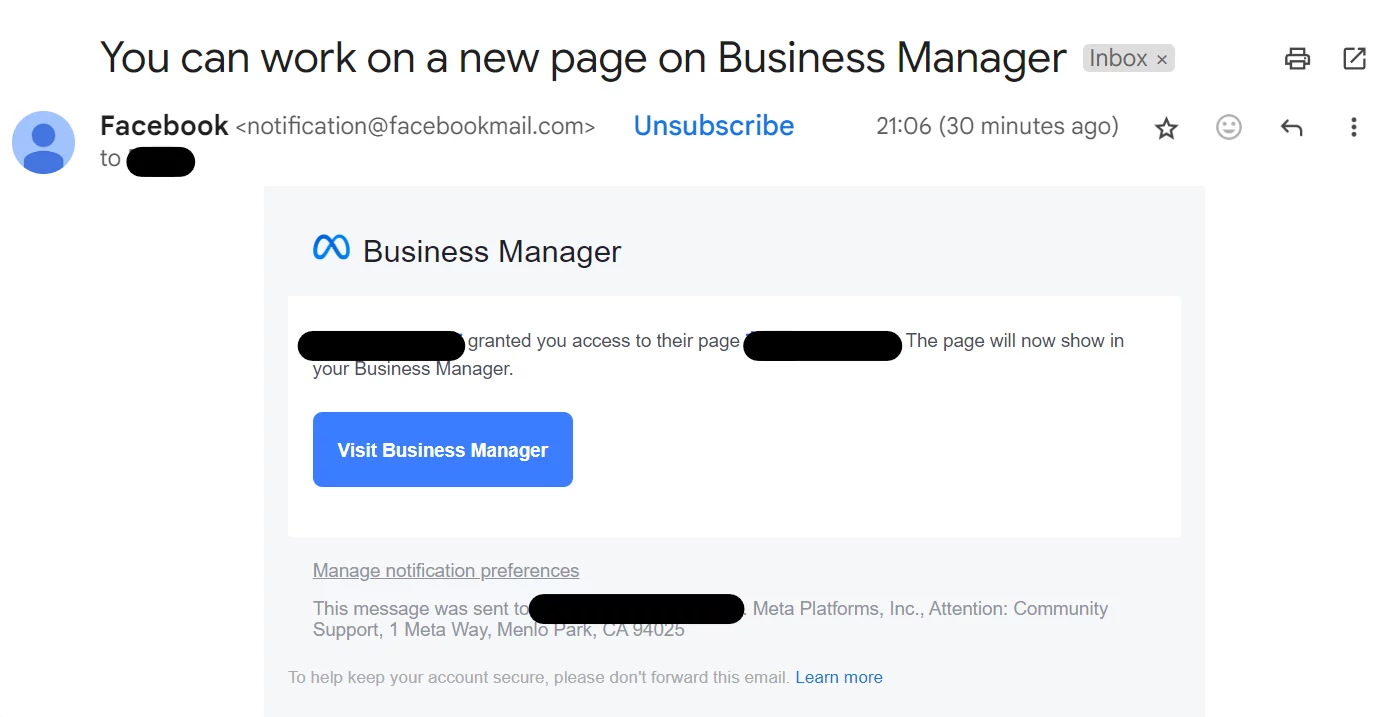 You can work on a new page on Business Manager